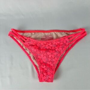 Victoria's Secret The Cheeky Bright Coral Flower Scalloped Detail Bikini Bottoms